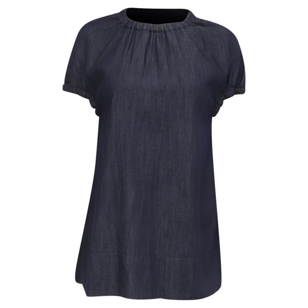 Max Mara Baiocco Elasticated-Trims Blouse in Navy Cotton